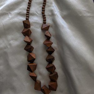 Chunky wooden bead necklace and Breaded wood coil wrap Bracelet